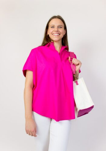 French Connection Fuchsia Popover Shirt