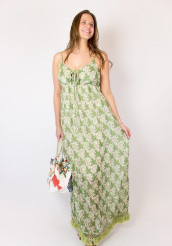 front of kristina ti green maxi dress