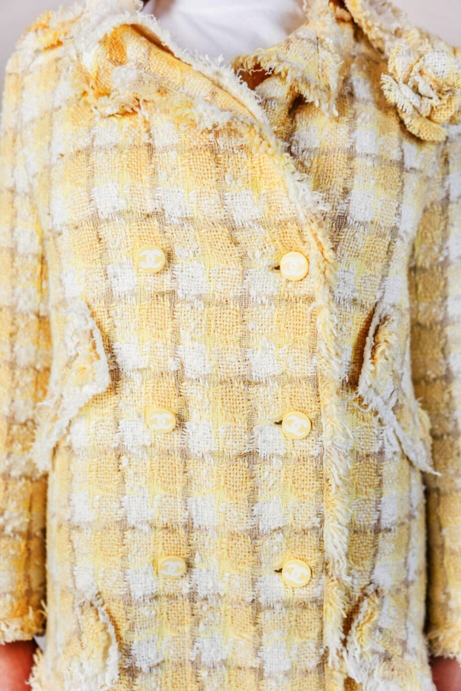 Chanel Yellow Coat close up