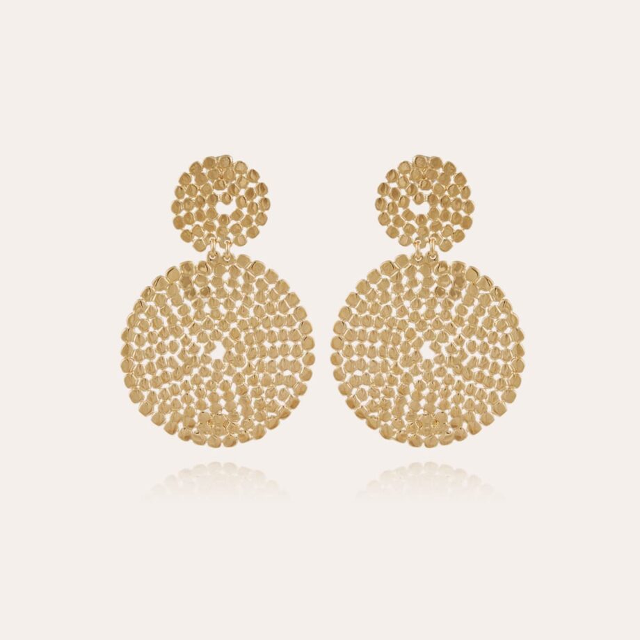 Gas Bijoux gold coin earrings front