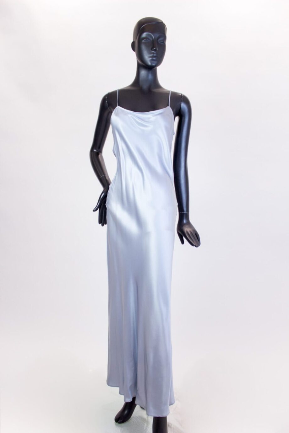 Future Ozbek light blue silk dress front