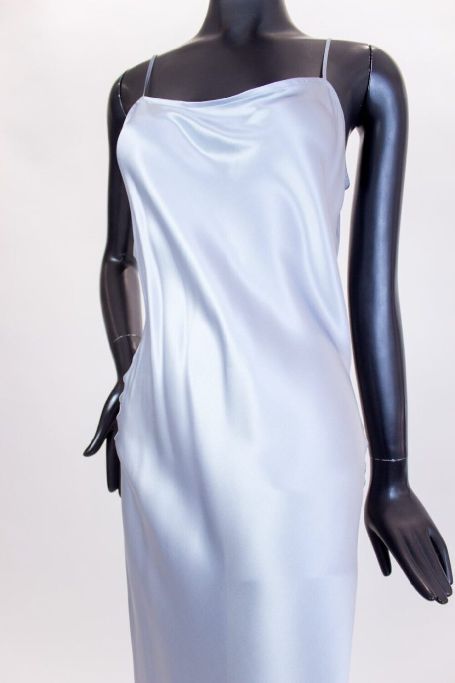 Future Ozbek light blue silk dress front close