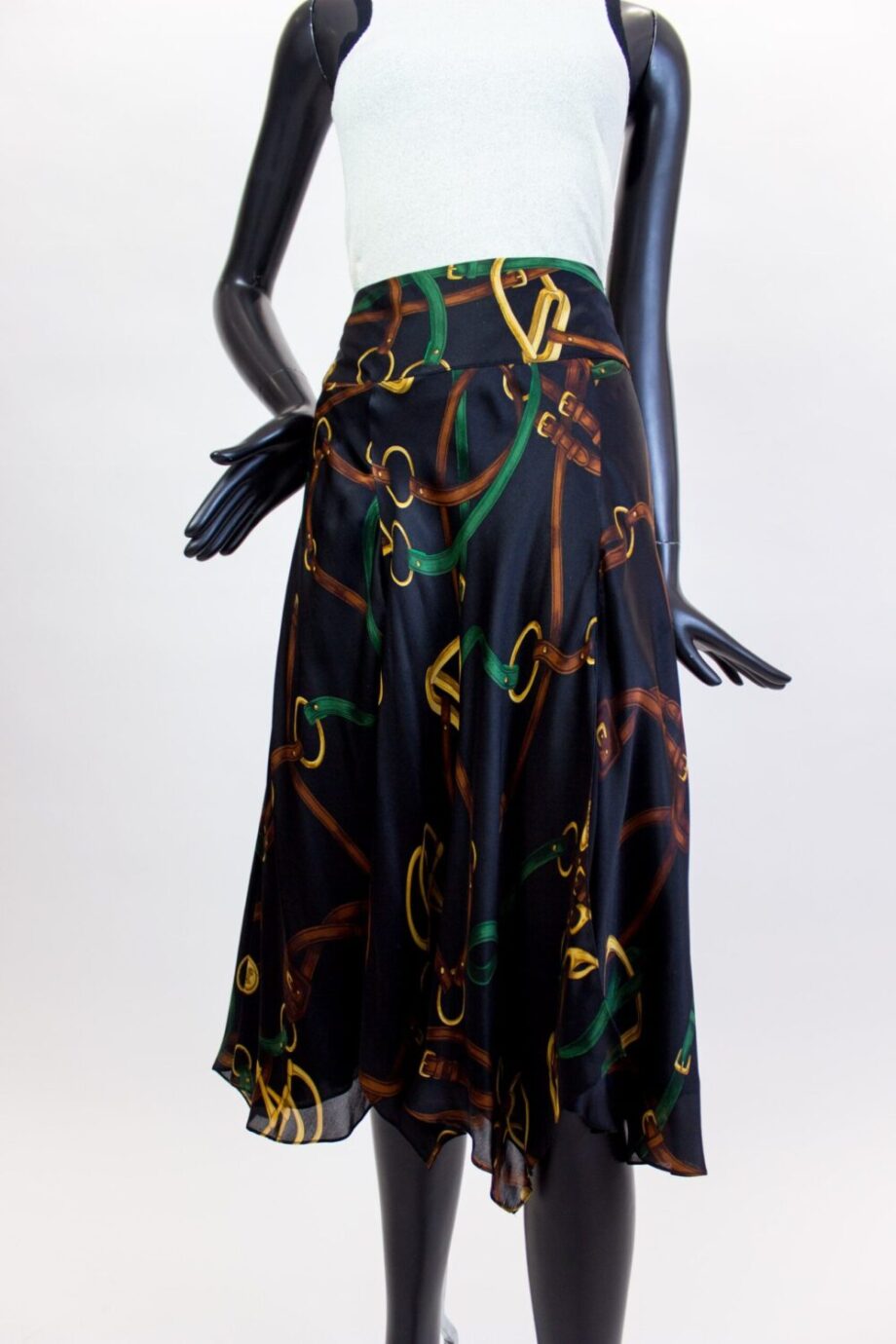 Ralph Lauren black silk skirt front