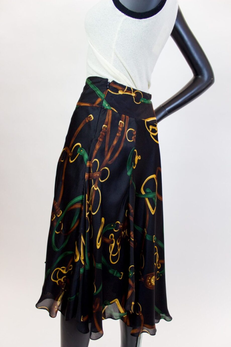 Ralph Lauren black silk skirt back
